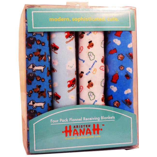 Kristen Hanah 4 Pack Assorted Flannel Receiving Blankets,