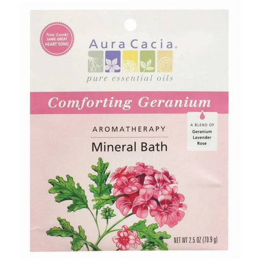 Aura Cacia Comforting Geranium Aromatherapy Mineral Bath 2.5 Oz - FS GIFTS