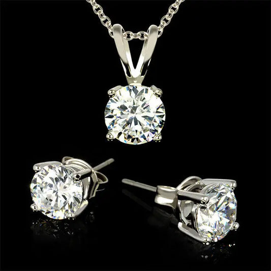 2-Piece Set: 3 Carat Total Weight CZ Necklace & Earrings - FS GIFTS