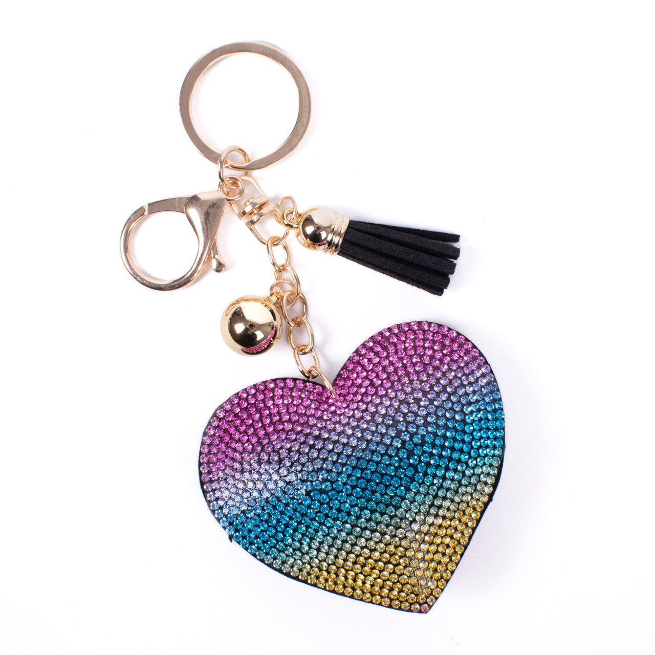 Bling Crystal Rhinestone Rainbow Heart Keychain-By Nollia