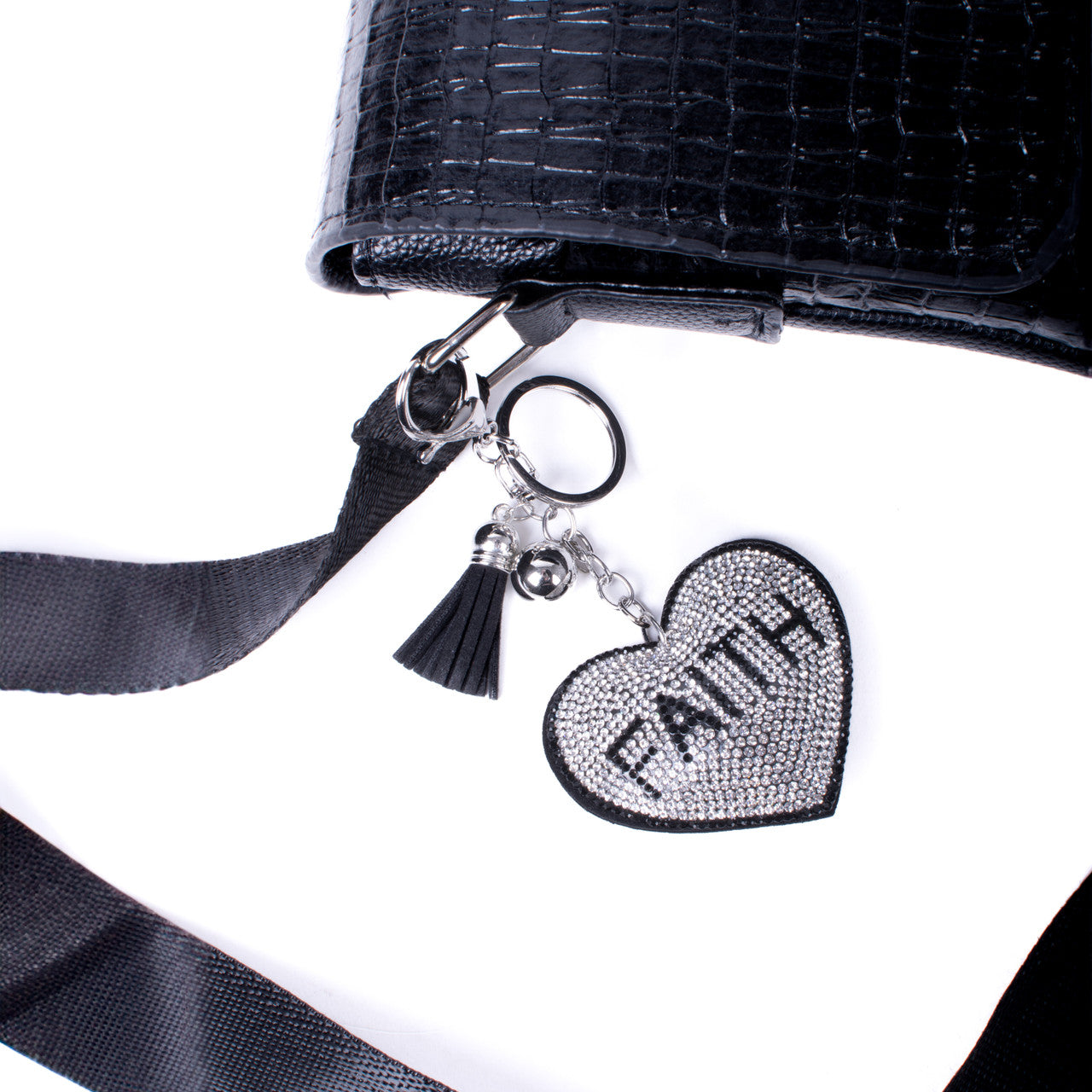 Bling Crystal Rhinestone Faith Heart Keychain-By Nollia