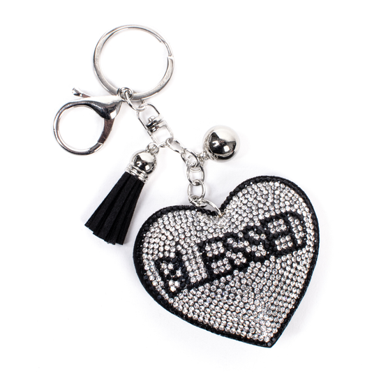 Bling Crystal Blessed Heart Tassel Keychain