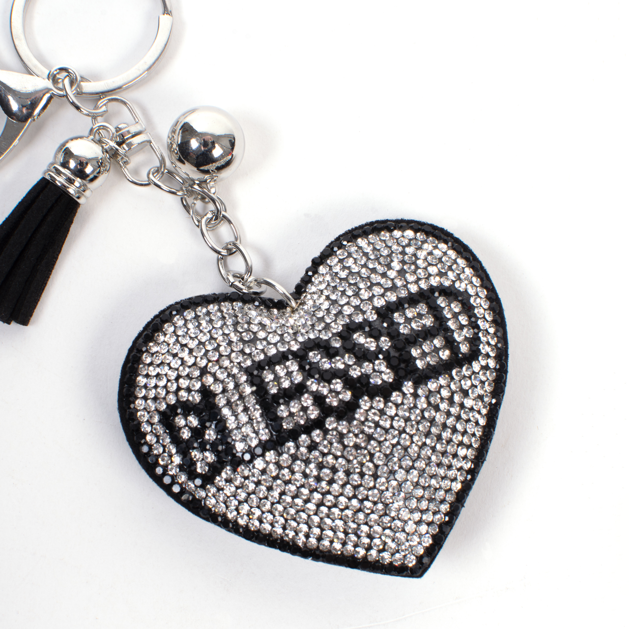 Bling Crystal Blessed Heart Tassel Keychain