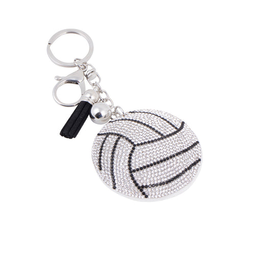 Bling Crystal Volleyball Tassel Keychain -