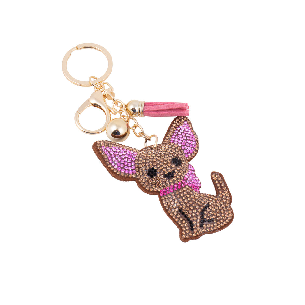 Bling Crystal Chihuahua Tassel Keychain -