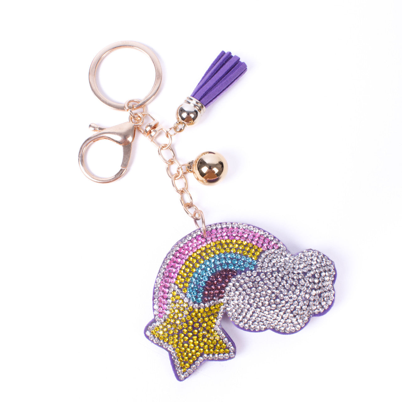 Bling Crystal Rhinestone Rainbow Star Cloud Keychain -