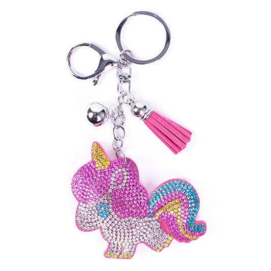 Bling Crystal Rhinestone Cartoon Unicorn Keychain-