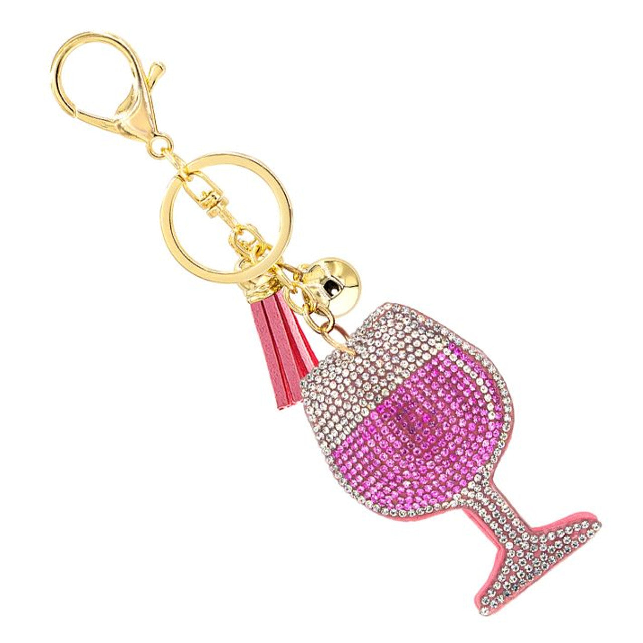 Bling Crystal Pink Cocktail Keychain