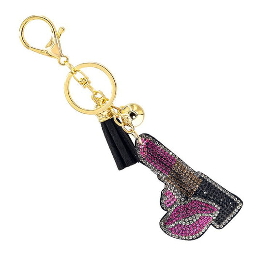 Bling Crystal Rhinestone Lipstick Keychain