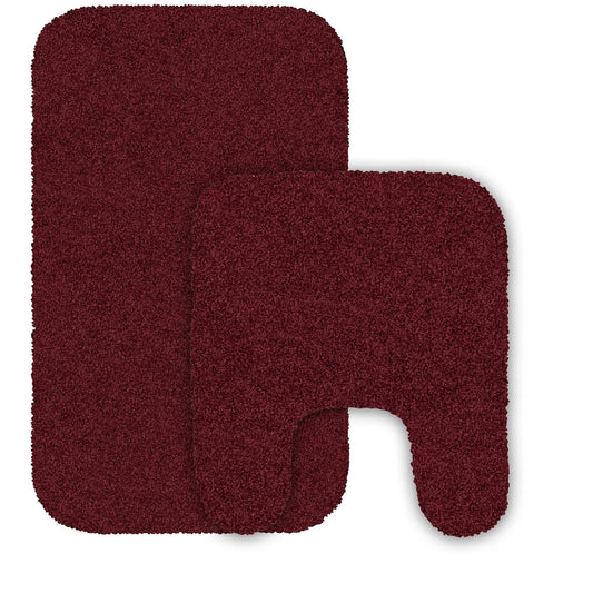 2 pk.  Basic Bath Rug Set, 19.5" x 22" Contour & 19.5" x 32", Merlot. By Mainstays - Image #1