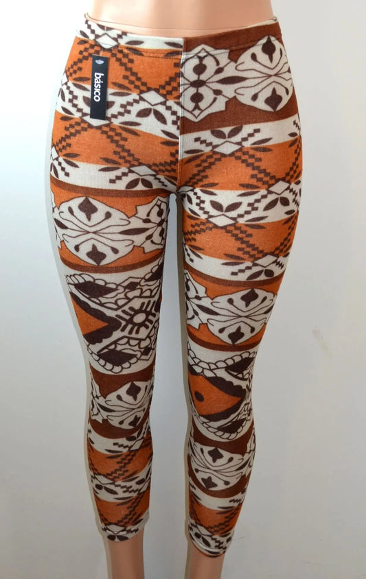 Baslco  Fair Isle Style Print High Waist Leggings,Brown  One Size - FS GIFTS