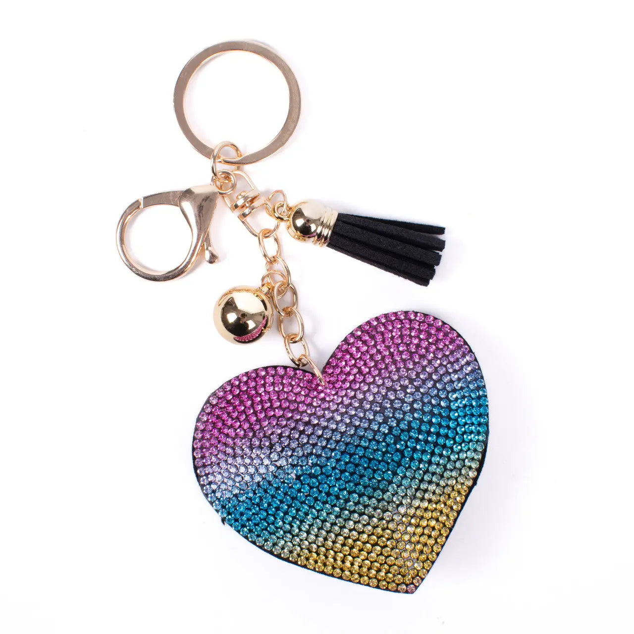 Bling Crystal Rhinestone Rainbow Heart Keychain-By Nollia - Image #3