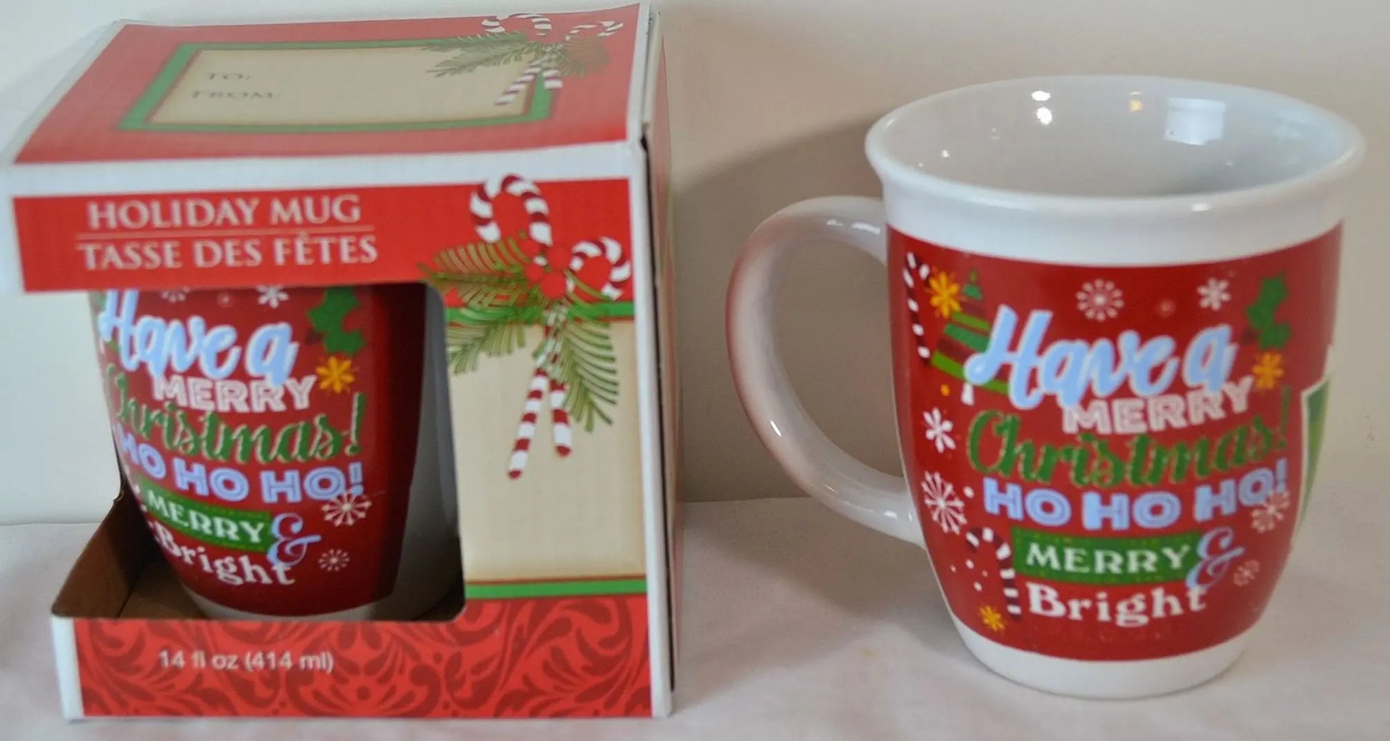 Christmas Holiday Gift-Boxed Stoneware Mugs, 14 oz. - FS GIFTS