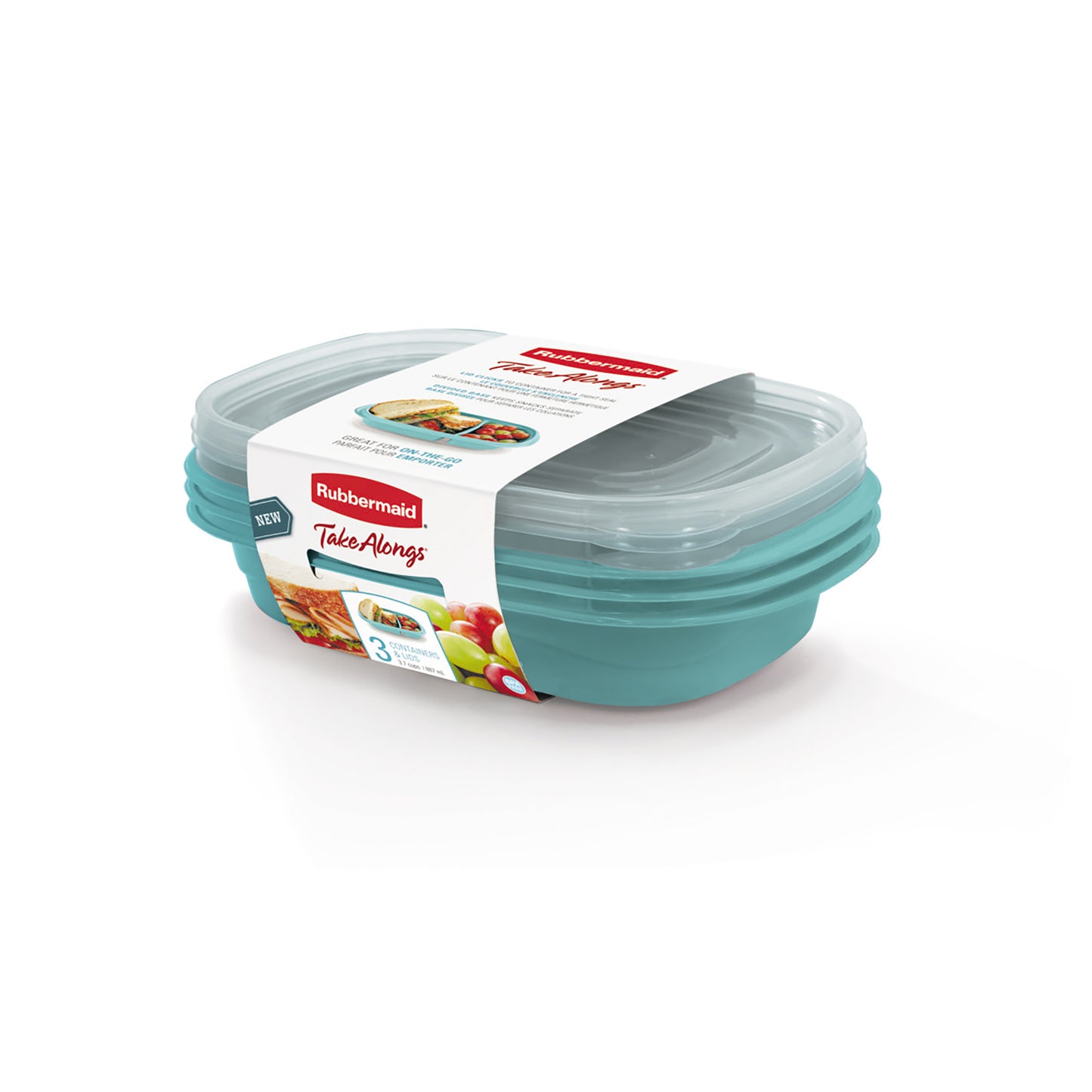 Rubbermaid TakeAlongs Sandwich Food Storage Containers, 3.7 Cup, 3 Pack