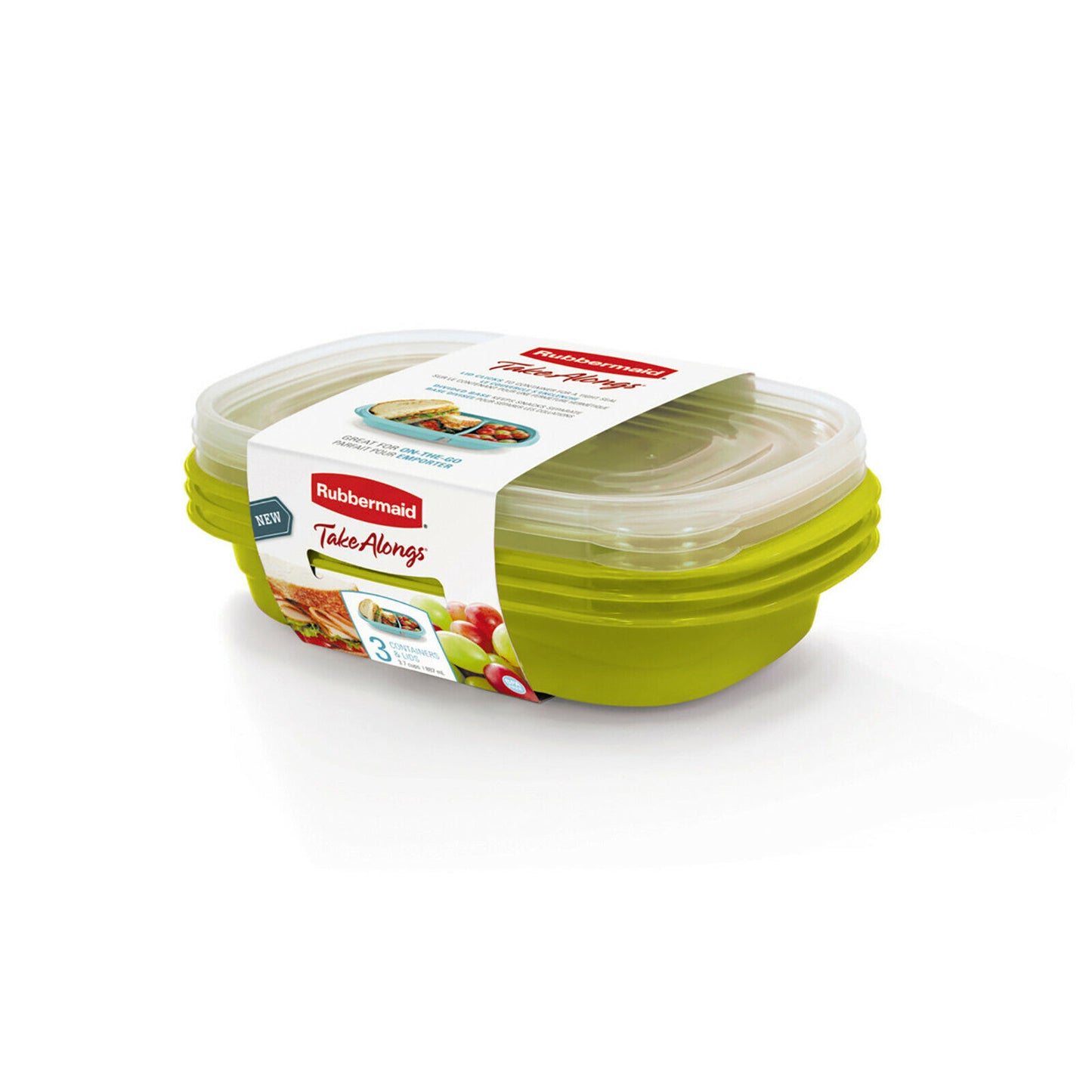 Rubbermaid TakeAlongs Sandwich Food Storage Containers, 3.7 Cup, 3 Pack