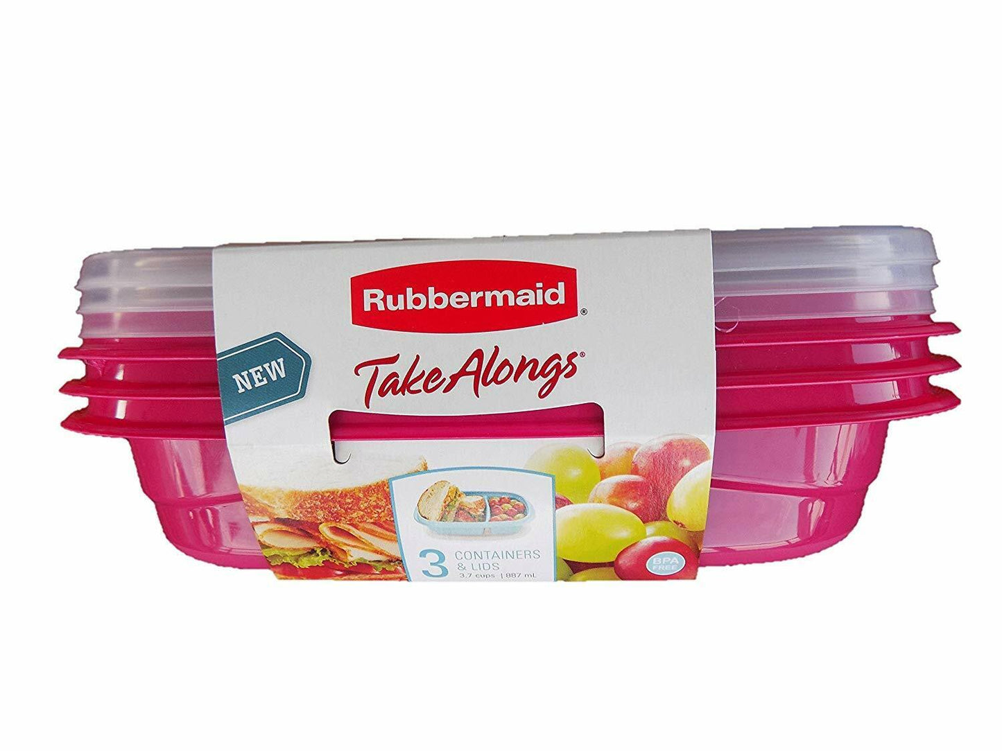 Rubbermaid TakeAlongs Sandwich Food Storage Containers, 3.7 Cup, 3 Pack