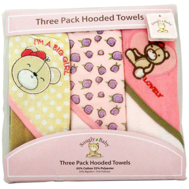 Snugly Baby 3 Pack Hooded Towels Assorted Color - FS GIFTS