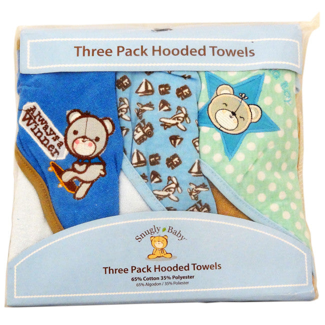 Snugly Baby 3 Pack Hooded Towels Assorted Color - FS GIFTS