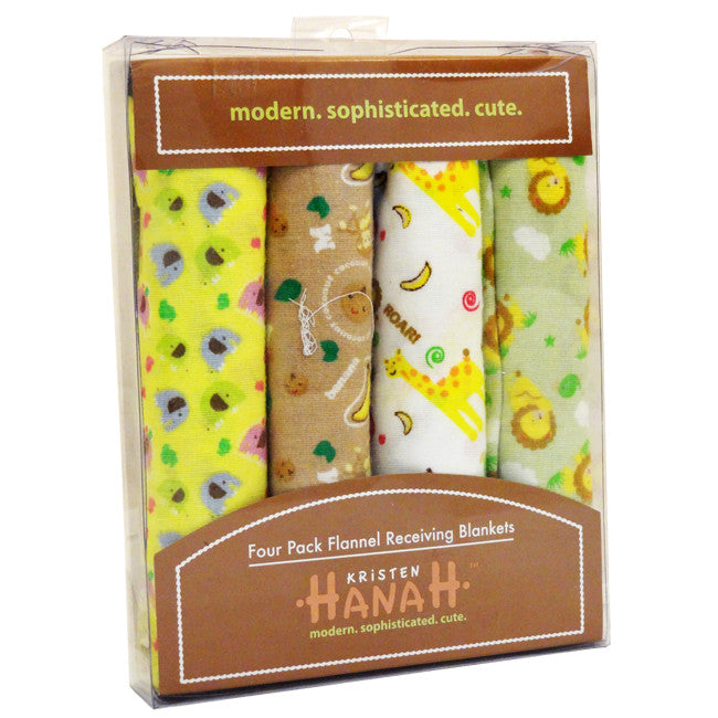 Kristen Hanah 4 Pack Assorted Flannel Receiving Blankets, Color # 1 - FS GIFTS