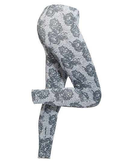 Lace Rose Print Leggings - FS GIFTS