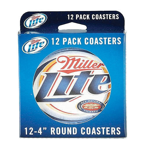 Miller Lite 12 Pack 4 Inch Round Coasters - FS GIFTS