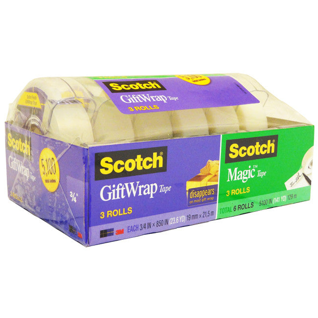 Scotch 3 Rolls Magic Tape & 3 Rolls Gift Wrap Tape - FS GIFTS