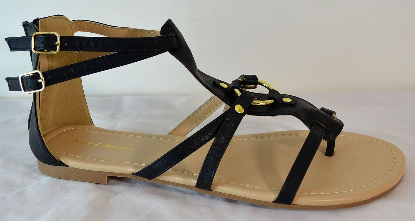 Mark and Maddux Black Multi Strap Sandal | Bishop-04 - FS GIFTS