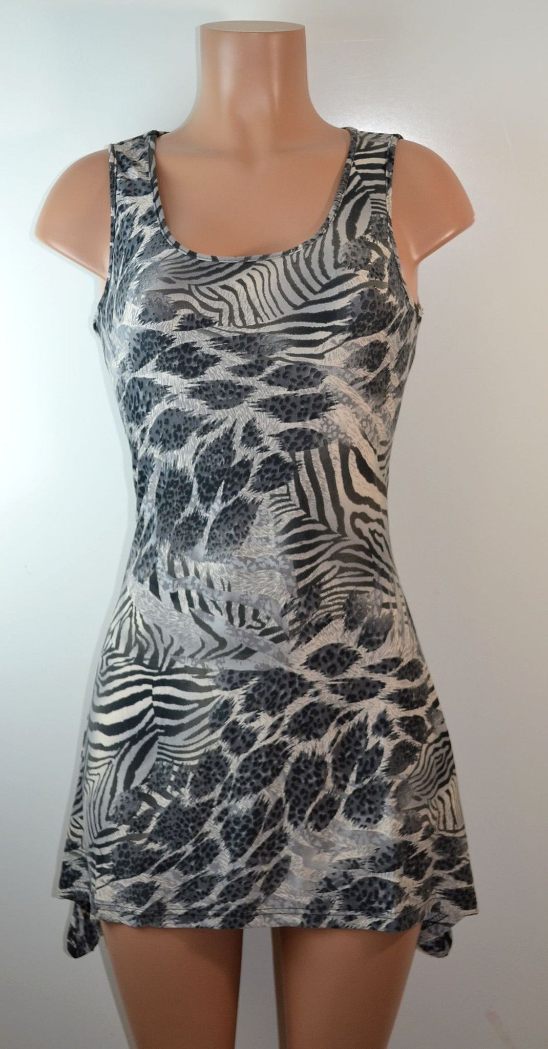 Sace Mix Animal Print Pointed Hem Corset Back Dress - FS GIFTS