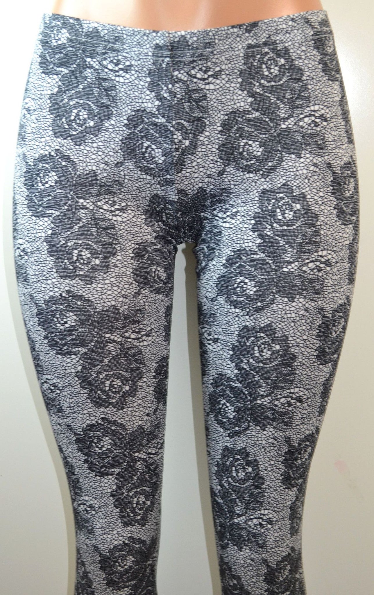 Lace Rose Print Leggings - FS GIFTS