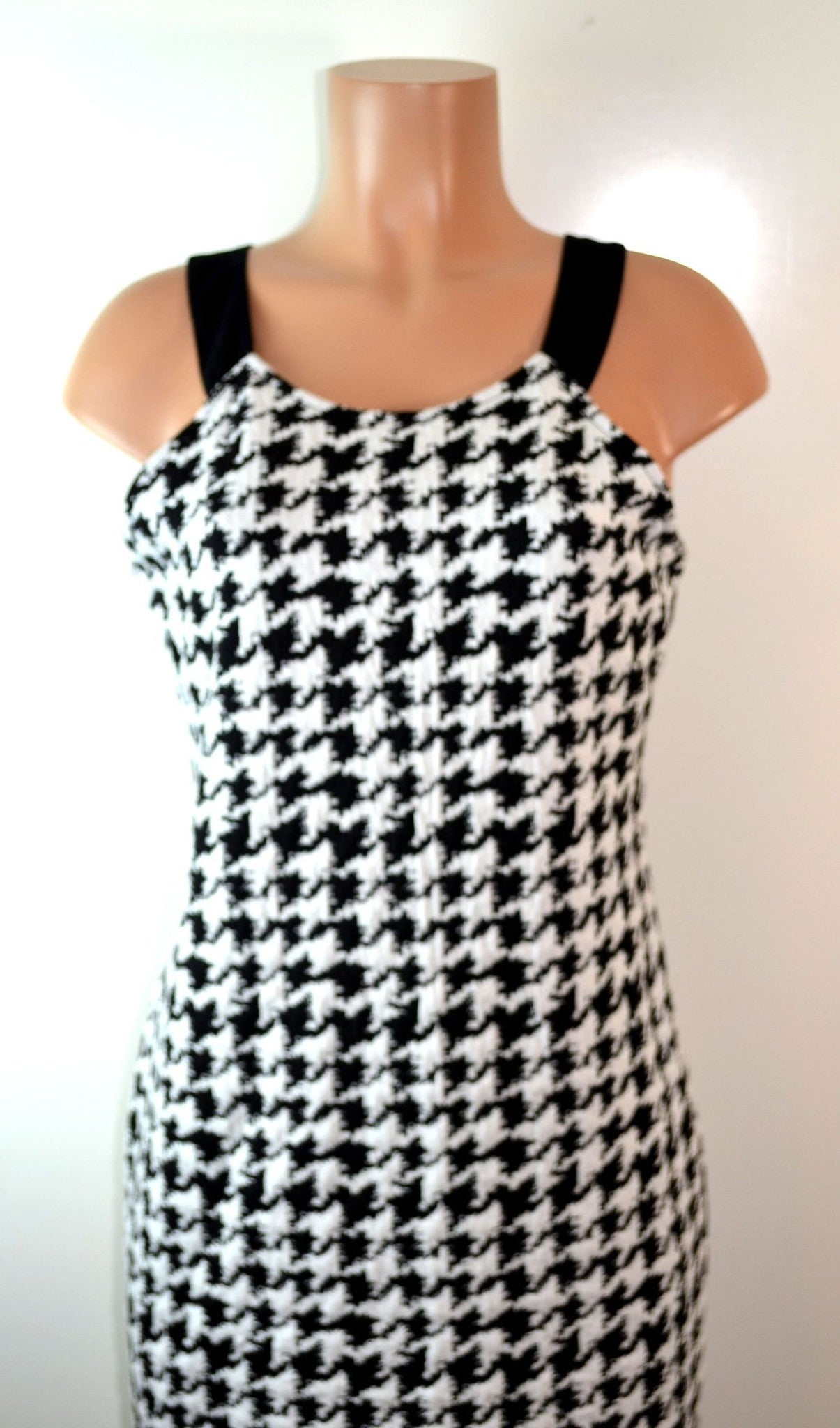 Eyeshadow Houndstooth Bodycon Dress White/Black - FS GIFTS