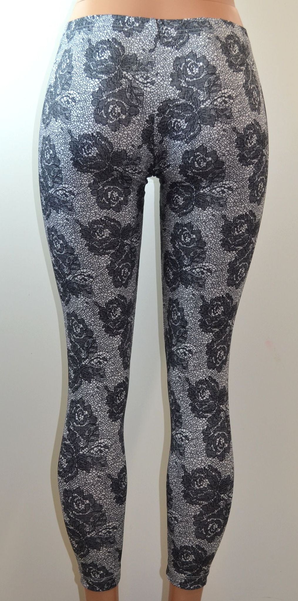 Lace Rose Print Leggings - FS GIFTS