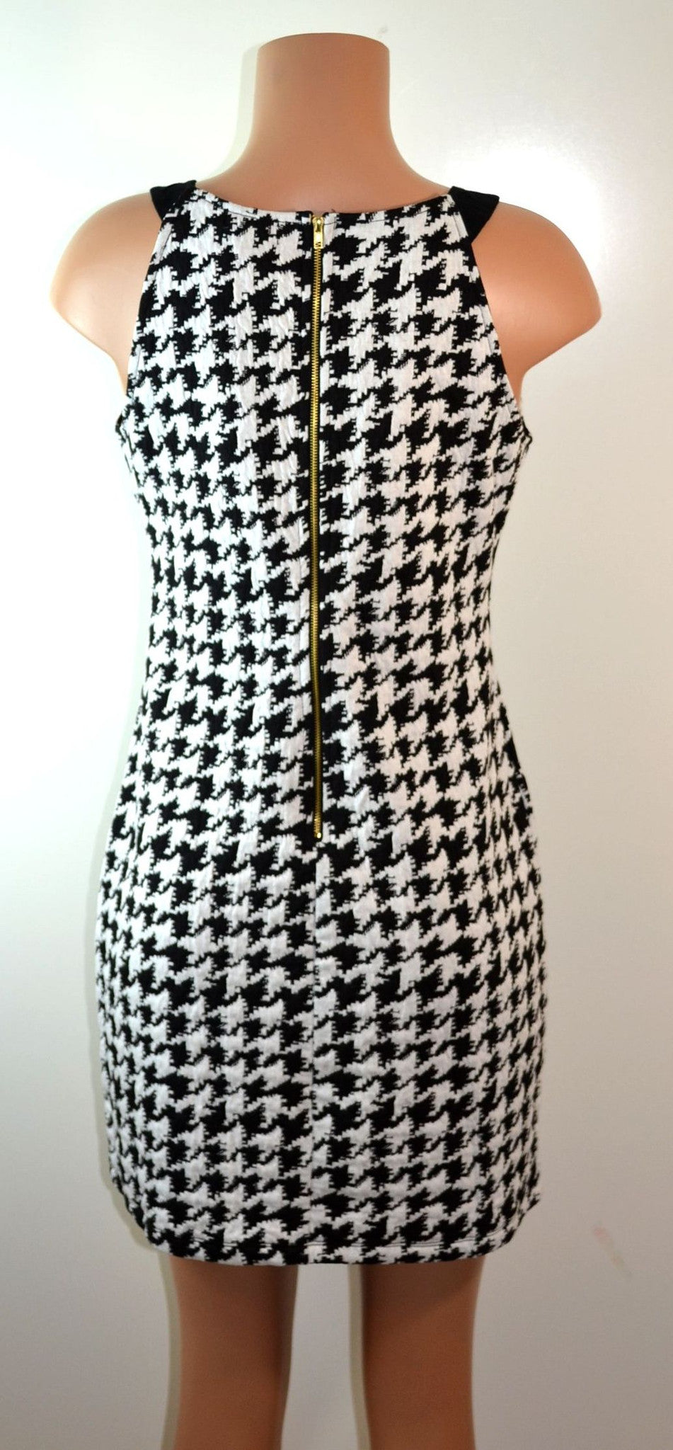 Eyeshadow Houndstooth Bodycon Dress White/Black - FS GIFTS