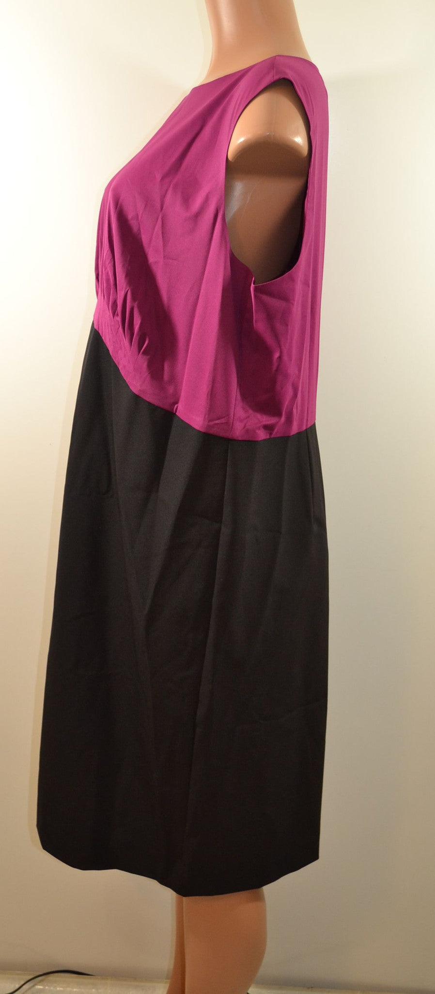 Kenneth Cole New York Plus Size Colorblock Mixed Media Pleat Dress - FS GIFTS