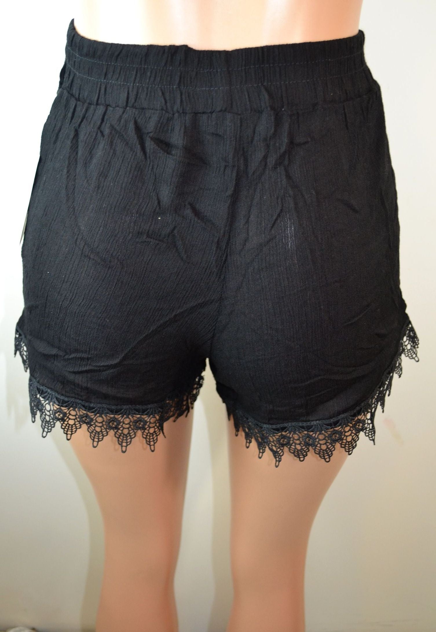 Shosho Womens Crinkle Shorts With Tassel Trim Hem - FS GIFTS