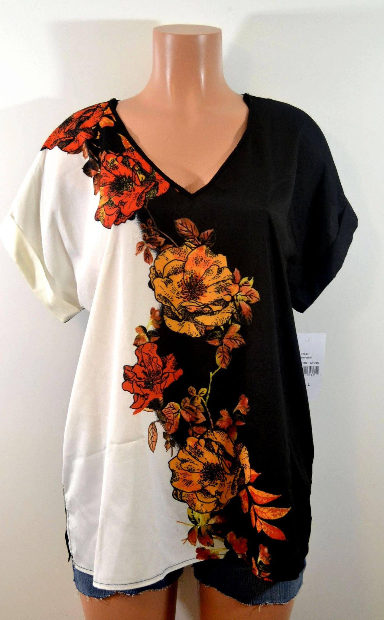 Wrapper Super Chic Floral Color Block  Top - FS GIFTS