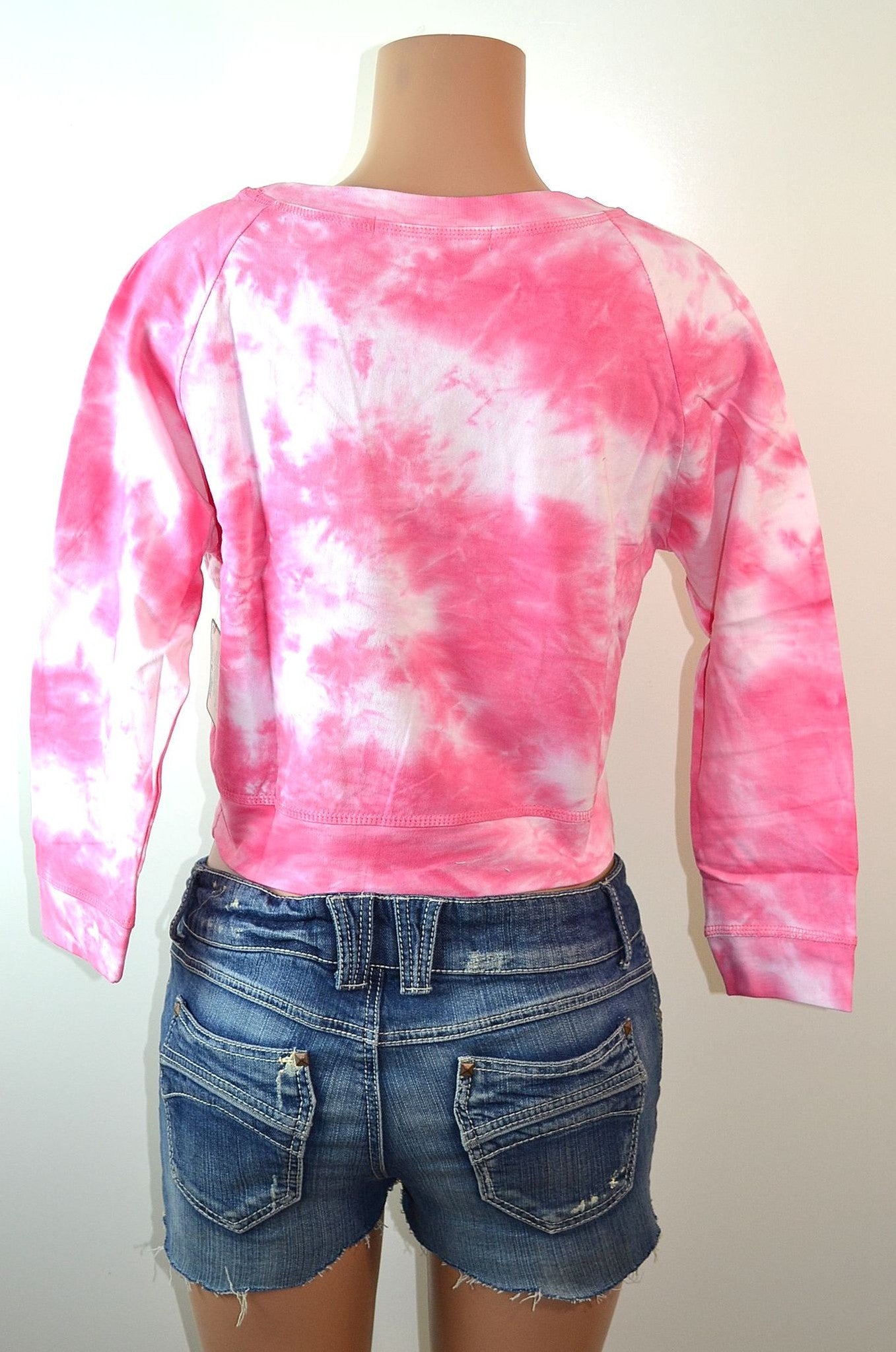 Derek Heart Subtle Cloud Tie Dye Crop Waist Sweater - FS GIFTS