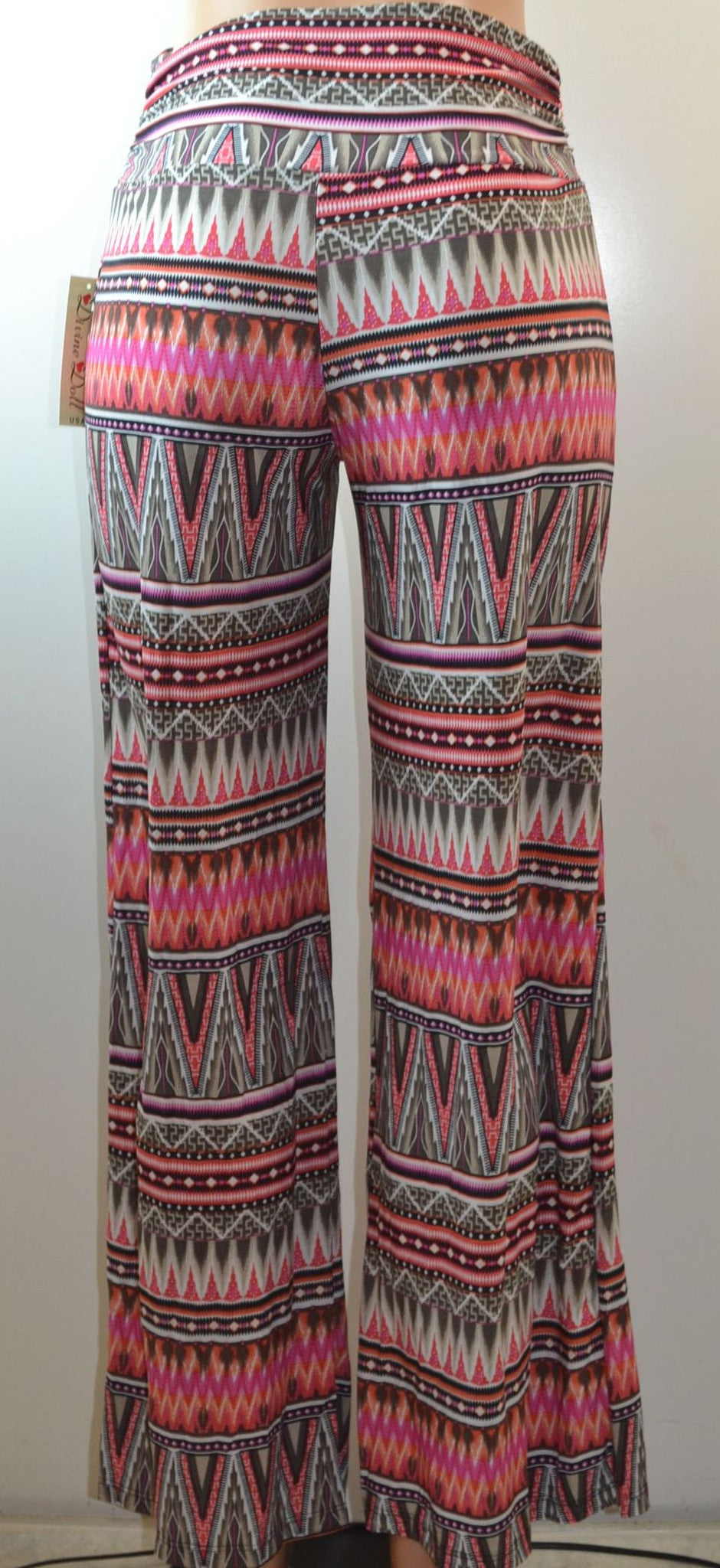 Divine Doll Crazy Tribal Print Wide Leg Flare Paints - FS GIFTS