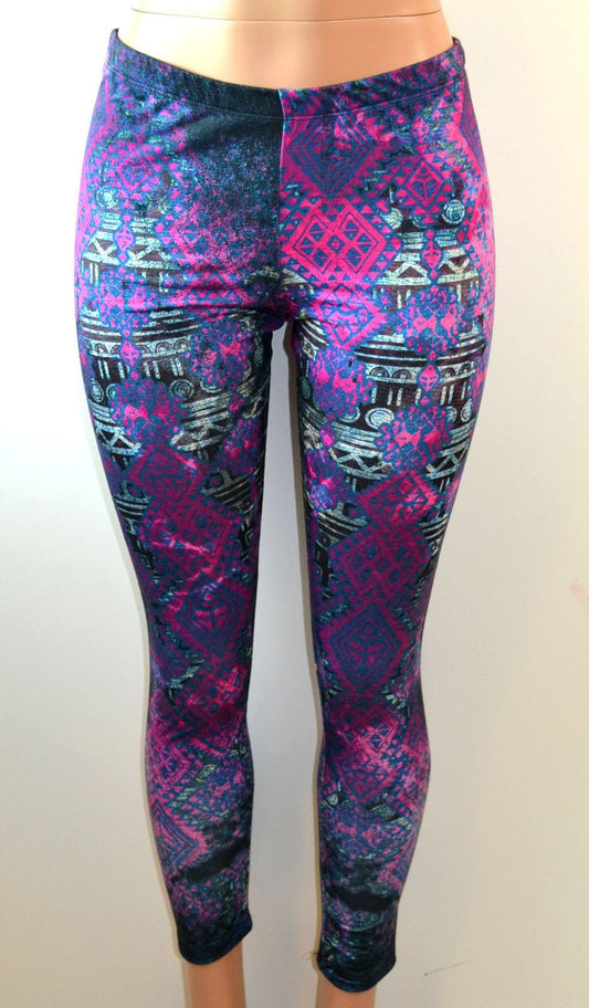 Workshop Geo Print Leggings Fuchsia/Teal - FS GIFTS