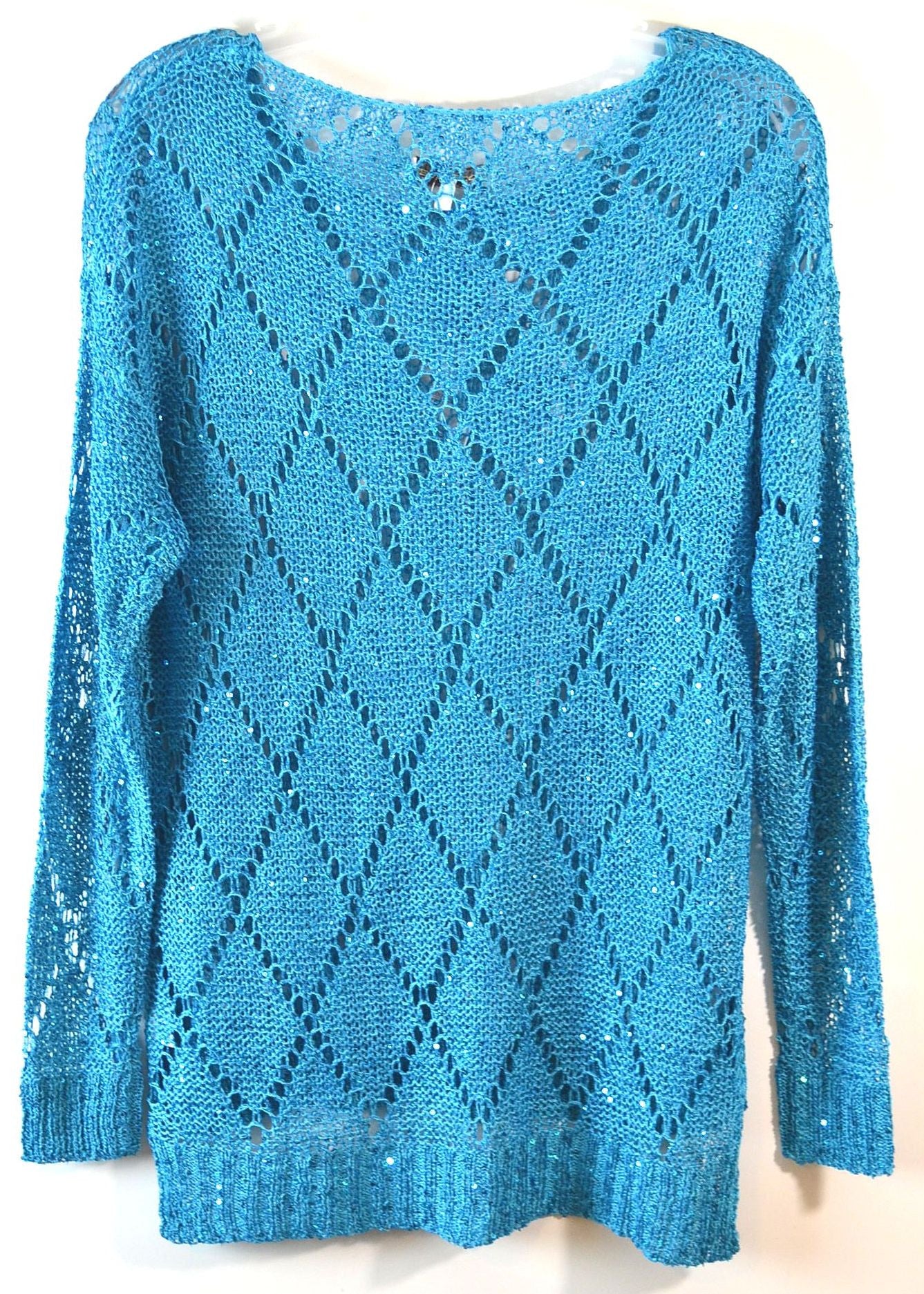 Moon River Sequins And Open Knit Sweater - FS GIFTS