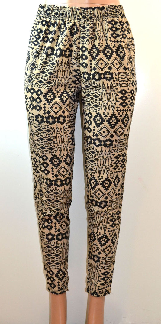 Allison Buittney All Over Tribal Inspired Print Peg Leg Harem Pants - FS GIFTS