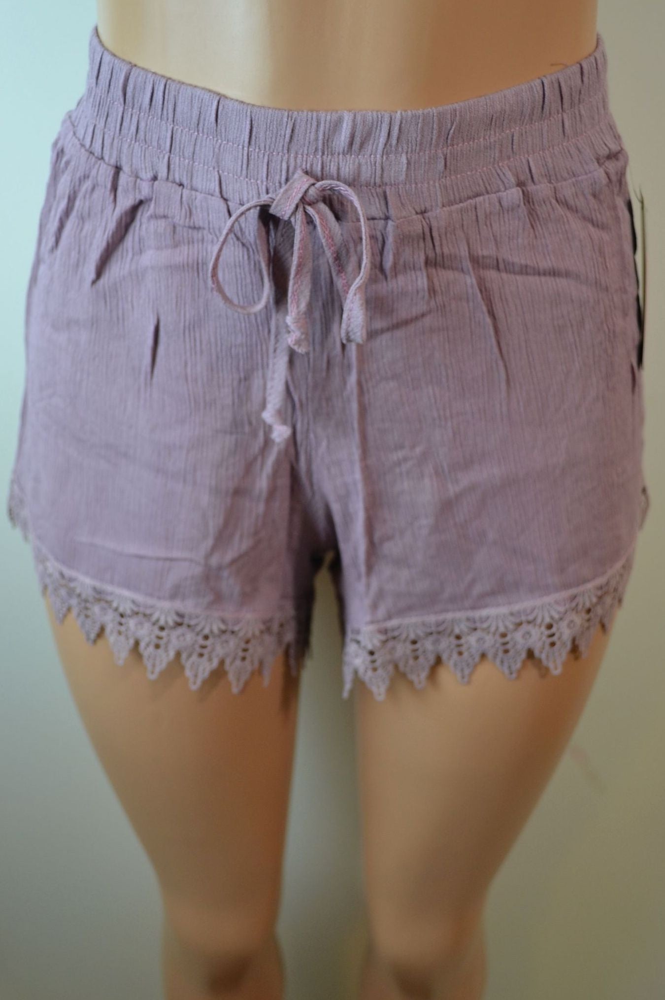 Shosho Womens Crinkle Shorts With Tassel Trim Hem - FS GIFTS