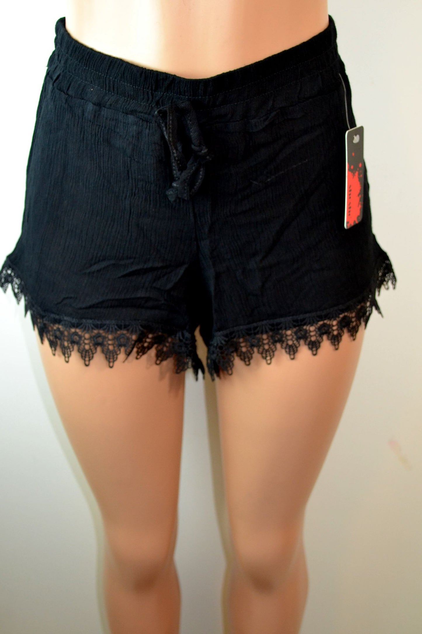 Shosho Womens Crinkle Shorts With Tassel Trim Hem - FS GIFTS