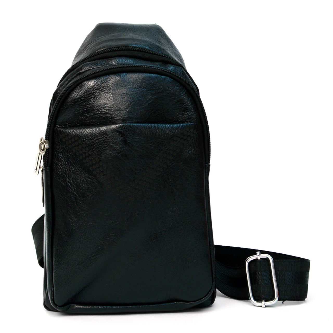 Black Synthetic Leather Crossbody Sling Bag Backpack Unisex / By Westend