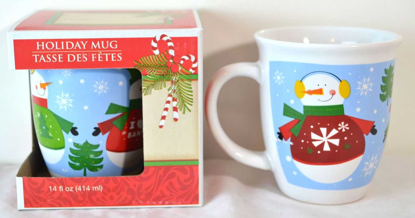 Christmas Holiday Gift-Boxed Stoneware Mugs, 14 oz. - FS GIFTS