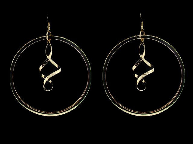 Extra Large Gold Plate Swirling Hoop Earrings - FS GIFTS