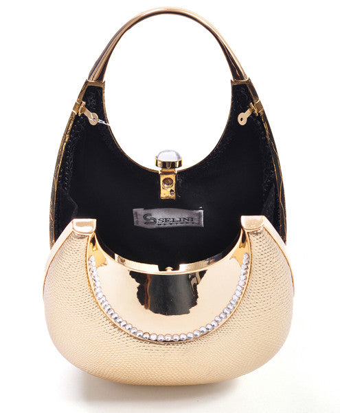 Selini  Metal Frame With Rhinestone Crystal Accents Evening Bag - FS GIFTS