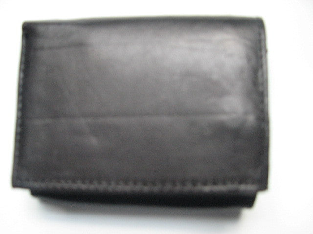 Genuine Leather Marshal Men's Trifold Wallet - Black - FS GIFTS