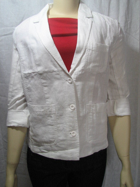 I Love H81 Linen-Blend Herringbon Blazer White Size Medium - FS GIFTS