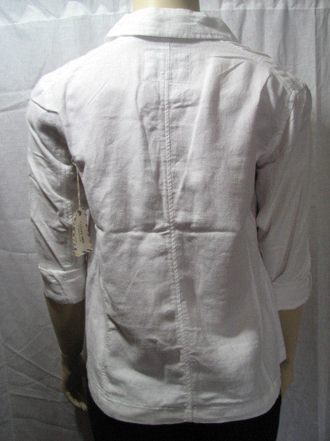 I Love H81 Linen-Blend Herringbon Blazer White Size Medium - FS GIFTS