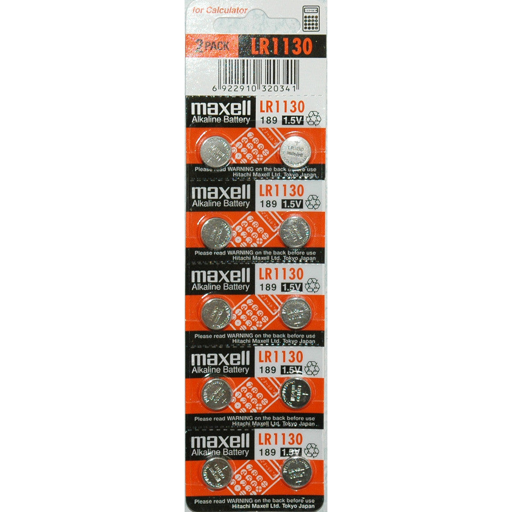 Maxell Batteries LR1130 (189, LR54, AG10) Alkaline Button Size Battery - FS GIFTS